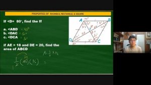 PROPERTIES OF RHOMBUS, RECTANGLE AND SQUARE