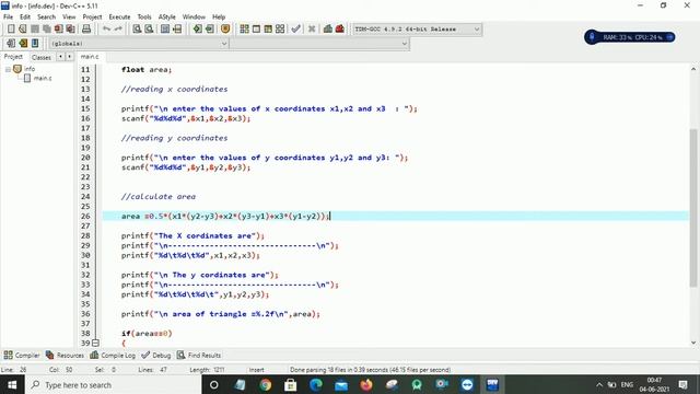 find area of a triangle.||#cprogrammingtutorial#cprogrammingforbeginners