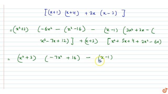 `|[x^2+3,x-1,x+3],[x+1,-2x,x-4],[x-3,x+4,3x]|`=`px^4+Qx^3+rx^2+sx+t` смотреть онлайн