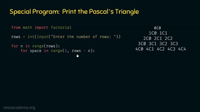 Python Special Programs - Pascal's Triangle