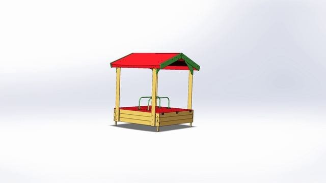 Песочница с крышей и крышками скругленными