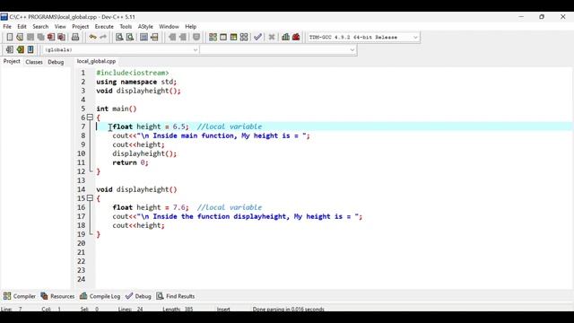 Local and Global Variables | Understanding Variable Scope & Lifetime | C++ Program for Beginners