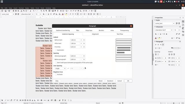 How to change the indent for a paragraph in LibreOffice Writer смотреть онлайн