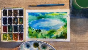 Как нарисовать озеро карандашом и акварелью начинающим | Рисунок для детей