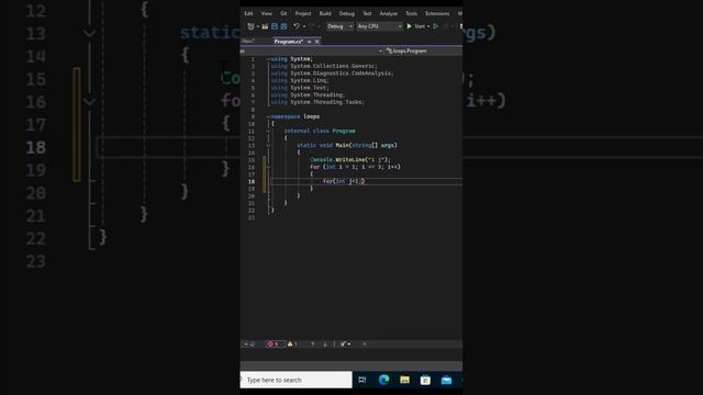 C# nested for loop | for loop | Easy learning of C# for beginners | C# Programming Tools