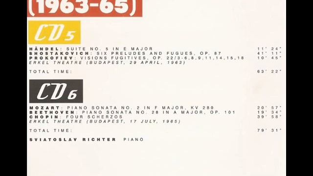 Richter in Hungary (1954-1993) CD5 of 14 - Handel, Shostakovich, Prokofiev (29 April 1963) смотреть онлайн
