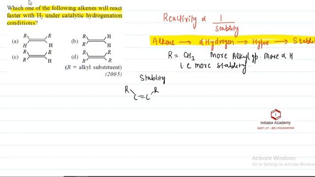 Which one of the following alkene will react faster with H2 under catalytic hydrogenation condition