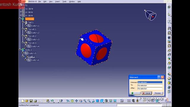 CATIA v5 | DASSAULT SYSTEMES | Walkthrough Part - 103 | BOOLEAN INTERSECT
