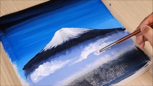 ТУМАН ГОРЫ ФУДЗИ - Уроки рисования акриловыми красками! Шаг за шагом! Живопись на холсте для детей