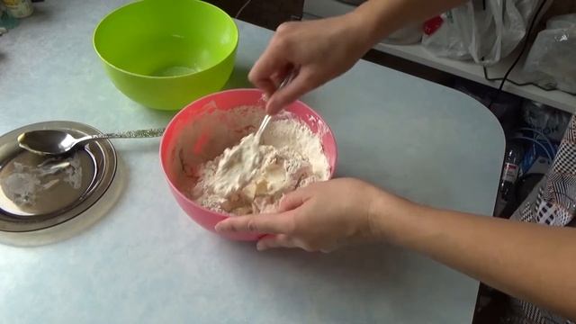 тесто на сметане муке и масле Курник треугольники с курицей