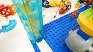 Satisfying Marble Run ASMR ☆ Building Blocks Whale and Spiral funnel course