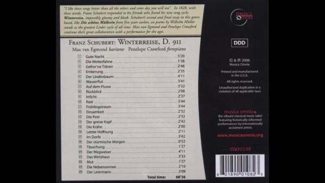 Schubert Winterreise 2000 2022 93 Egmond, Crawford Musica Omnia, 2001 смотреть онлайн