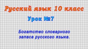 Русский язык 10 класс (Урок№7 - Богатство словарного запаса русского языка.)