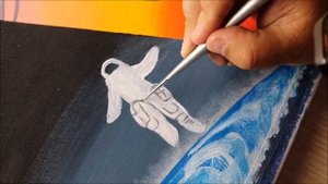 КОСМОНАВТ  - Уроки рисования акриловыми красками!  Живопись на холсте для детей и родителей!
