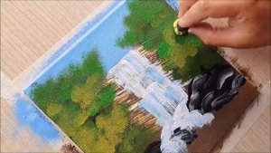 ВОДОПАД КАСКАТА  - Уроки рисования акриловыми красками!  Живопись на холсте для детей и родителей!