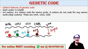 Genetic code | Salient features