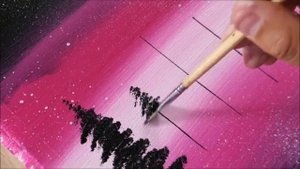 СОСНЫ - Уроки рисования акриловыми красками! Шаг за шагом! Живопись на холсте для детей и родителей