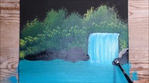 МАЛЕНЬКИЙ ВОДОПАД  - Уроки рисования акриловыми красками! Шаг за шагом! Живопись на холсте для детей