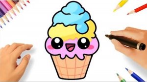 КАК НАРИСОВАТЬ МИЛОЕ МОРОЖЕНОЕ KAWAII🍦