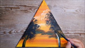 ВОЛШЕБНЫЙ ЗАКАТ - ДВА ДЕРЕВА   - Уроки рисования акриловыми красками!  Живопись на холсте для детей