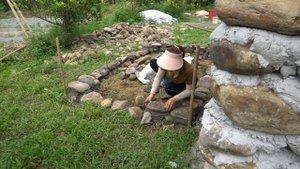 How To Building Stone Kitchen House, Build Log Cabin, Green Forest Farm, Free Bushcraft
