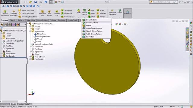 SolidWorks Tutorial Circular Pattern