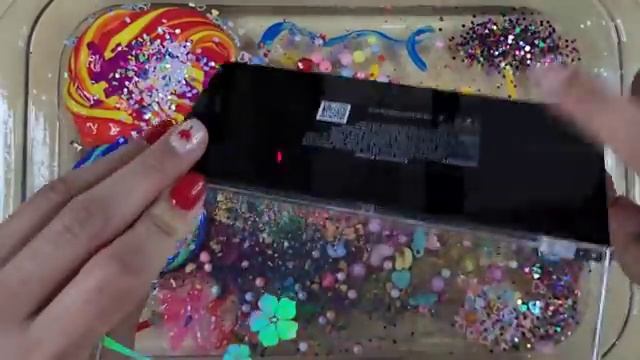 Радужный слайм - бабочка, видео со слизью ASMR