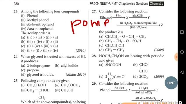 NEET PREVIOUS YEAR PAPER 1988-2019 FULL SOLVED||ALCOHOL PHENOL AND ETHER  || NCERT UNIT-11