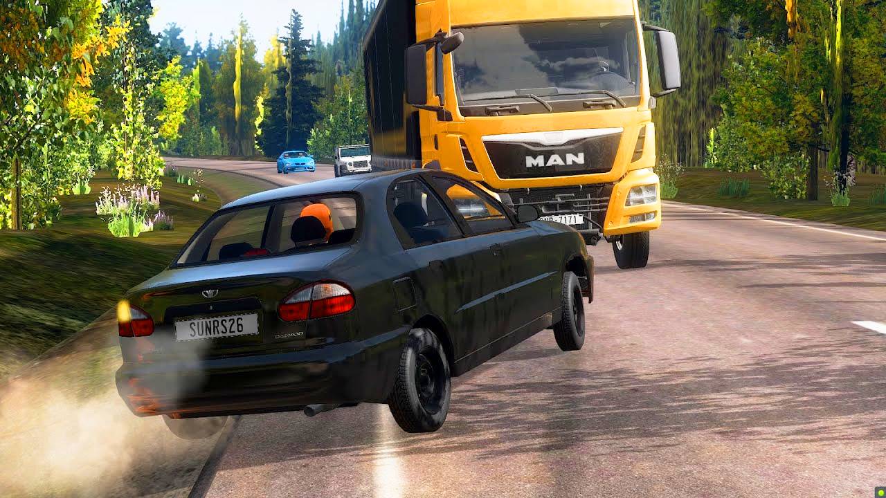BeamNG Drive - Реалистичные автомобильные аварии и погони и ДТП. Поворот в ад. Бимка.