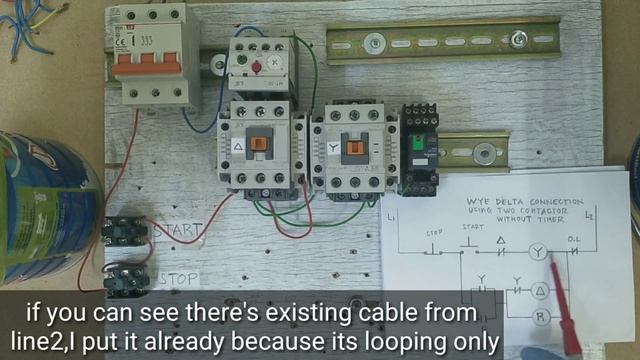 Wye Delta Connection Using Two (2) Contactor Only Without Timer (English Subtitle)