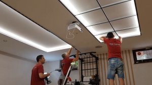 Потолок Акриловый на каркасе Армстронг, с подсветкой по периметру, в домашнем кинотеатре 27.07.23