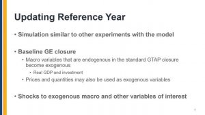 Updating GTAP Data Base Reference Year for Policy Experiments