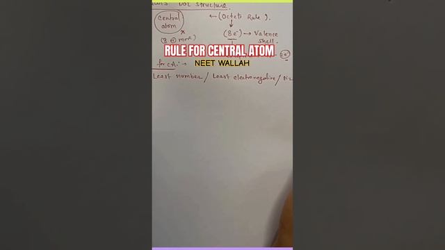 Rule for Central Atom | LEWIS DOT STRUCTURE | NEET |JEE | CLASS-XI | CHEMISTRY #neet2023