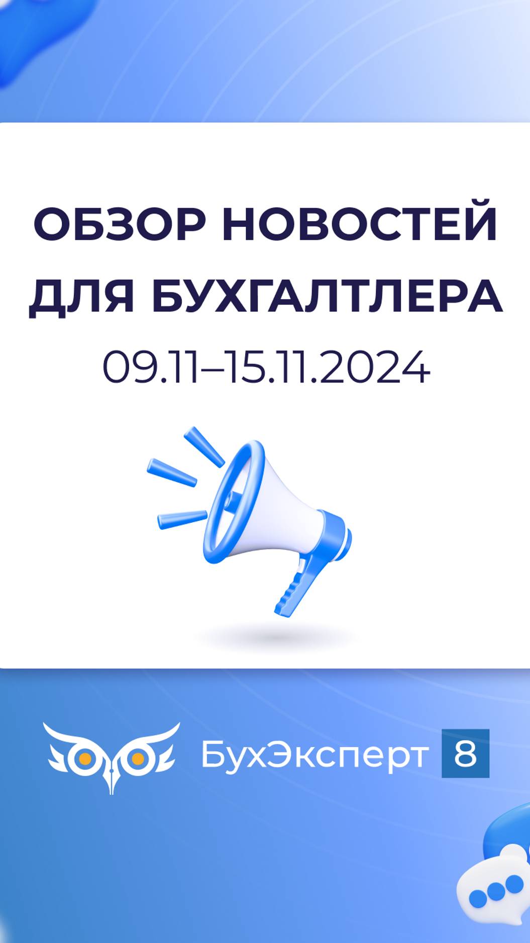 Обзор новостей для бухгалтера за 09.11-15.11.2024