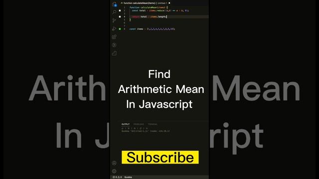 Find Arithmetic Mean in Javascript #coding #maths #statistics #vscode #programming #code