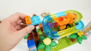 Увлекательная горка из ЛЕГО блоков ☆ ASMR Колесо обозрения, спиральный лифт, забавные динозавры