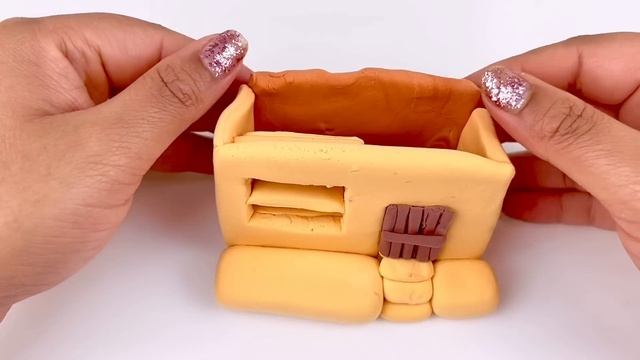 DIY How to make polymer clay miniature house, kitchen set, Rikshaw, Charpai, Tree, Village |Dolliyo