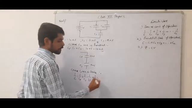Class 12 physics numericals based on series and parallel combination of capacitors