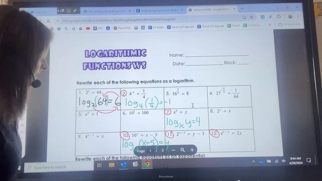 Rewrite Exponential Equations to Logarithmic Equations #1,2,7,10,11,12 смотреть онлайн