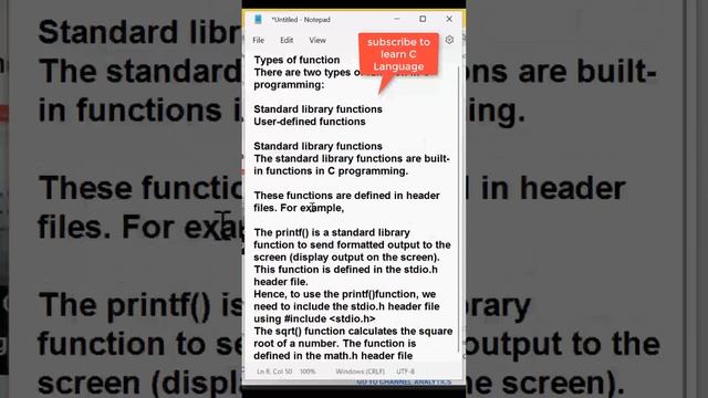 Class 25 | Functions in C Language | #cprogramming #cprogrammingvideo #functions #functionsinc