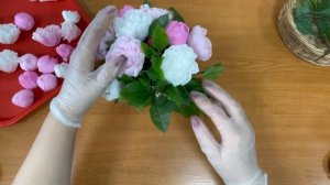 Композиция из пионов/ Мыловарение/ Пионы из мыла ручной работы/Букет из мыла/Мыльная флористика