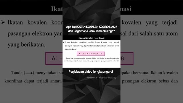 Apa itu IKATAN KOVALEN KOORDINASI (DATIF) ? Dan Bagaimana Cara Terbentuknya ?