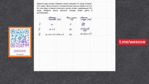 Имеется два сплава. Первый сплав содержит 5% меди, второй - 14% меди. Масса второго сплава больше