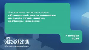 Экспертная панель «Ускоренный выход молодежи на рынок труда: задачи, проблемы, решения»