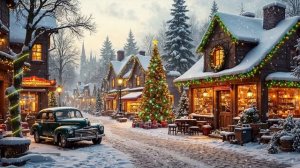 Christmas Jazz Bossa Nova Instrumental Music - Holiday Jazz Ambience & Snowy Christmas Town Streets