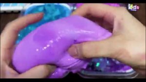 Смешивание случайных вещей в глянцевый слайм! СИНИЙ против ФИОЛЕТОВОГО