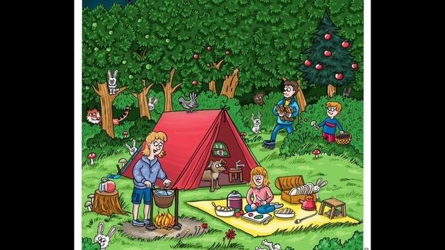 Задача самых внимательных. Найди на картинке 10 зайцев и 8 ошибок (или лишних вещей)