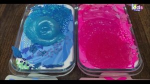 Слаймы - СИНИЙ против РОЗОВОГО I Смешивание  глянцевого слайма I Удовлетворительный слайм