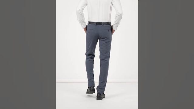 Slim Fit Men Grey Cotton Blend Trousers смотреть онлайн