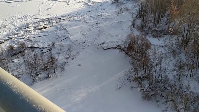 Полюбил я пешие походы на работу. Метромост Омск. Ледостав.